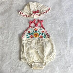 Haute Hippie Cream and Pink Floral Romper Set